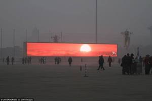 #Çin'de kömür tozundan - külünden güneşin doğuşunu büyük ekranlardan izlemek
